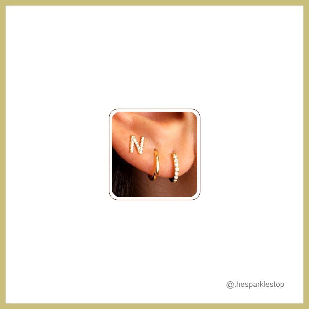 14K Gold Plated Hoop Earrings Set, Hypoallergenic, 3 Pairs